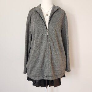 Vintage‎ Josephine Chaus Sport Zip Jacket Women's Large Black White Houndstooth